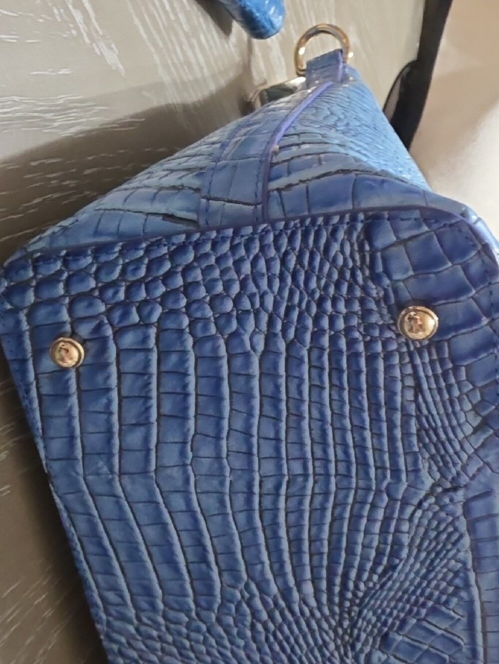 Brahmin Navy Croc-Embossed Top-Handle Satchel - Picture 6 of 12